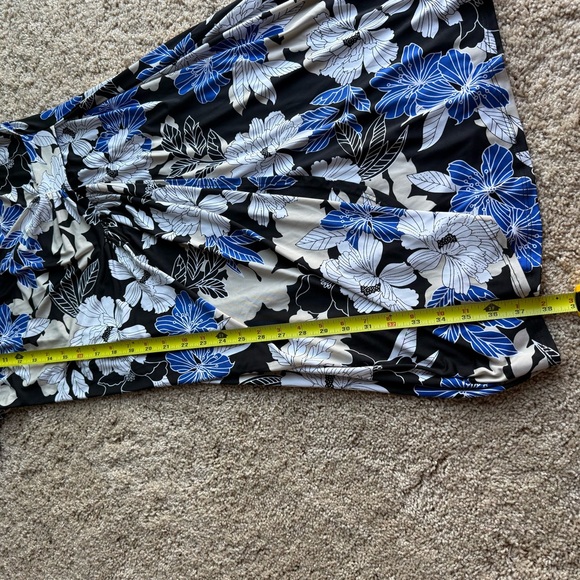 Moci by Purple Rain Womens Black and Blue Floral Midi V Neck Flare Size 2X Dress - Picture 5 of 7